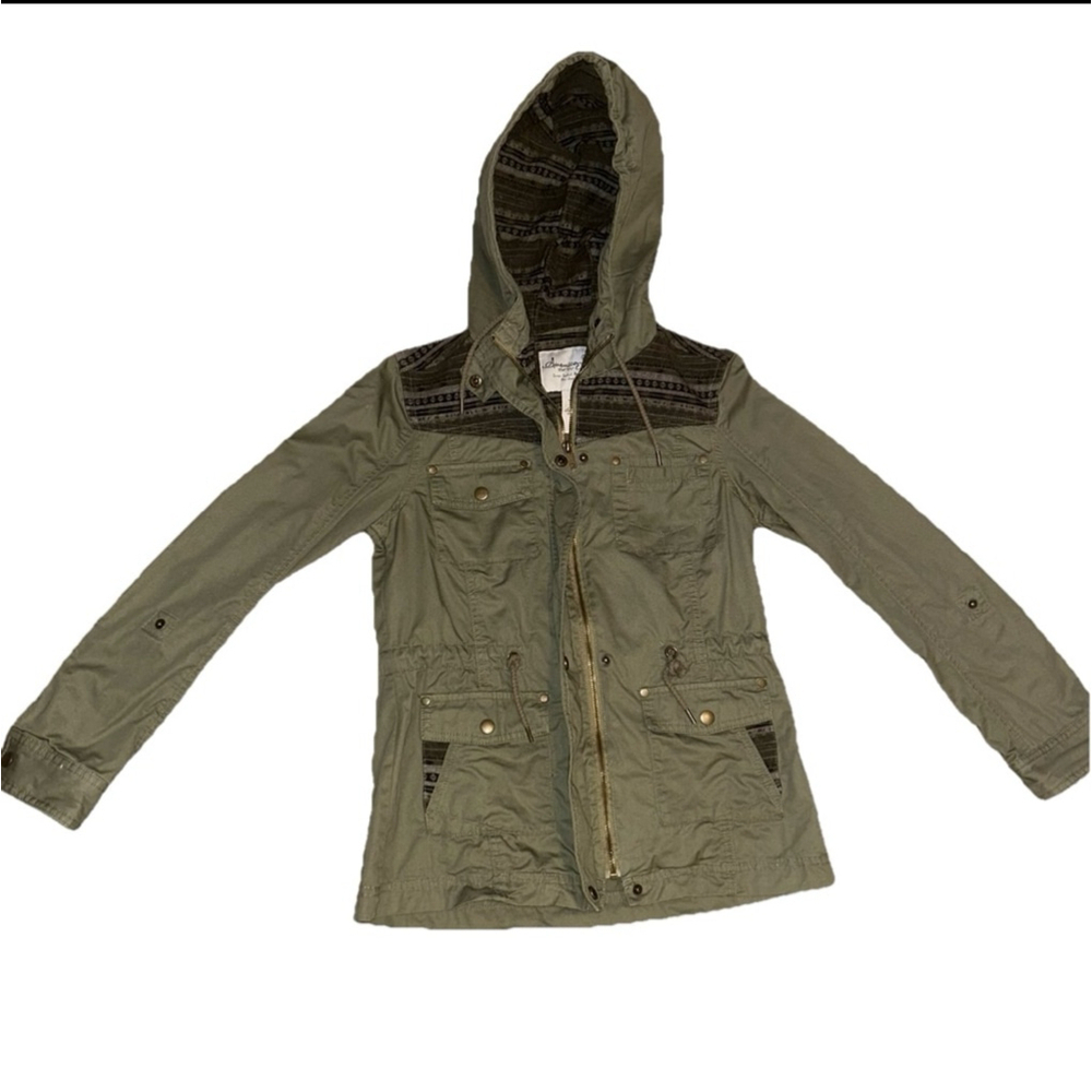 Women's American Rag Jacket Size S Green Utility Hooded